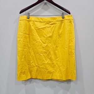 Talbots Womens Pencil Skirt Plus Size 16XP Yellow Cotton Blend Vibrant Career
